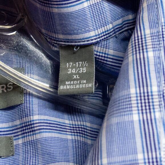 Men's XL MICHAEL KORS Blue Plaid Lightweight Long sleeve 100% Cotton Dress Shirt - Picture 6 of 6